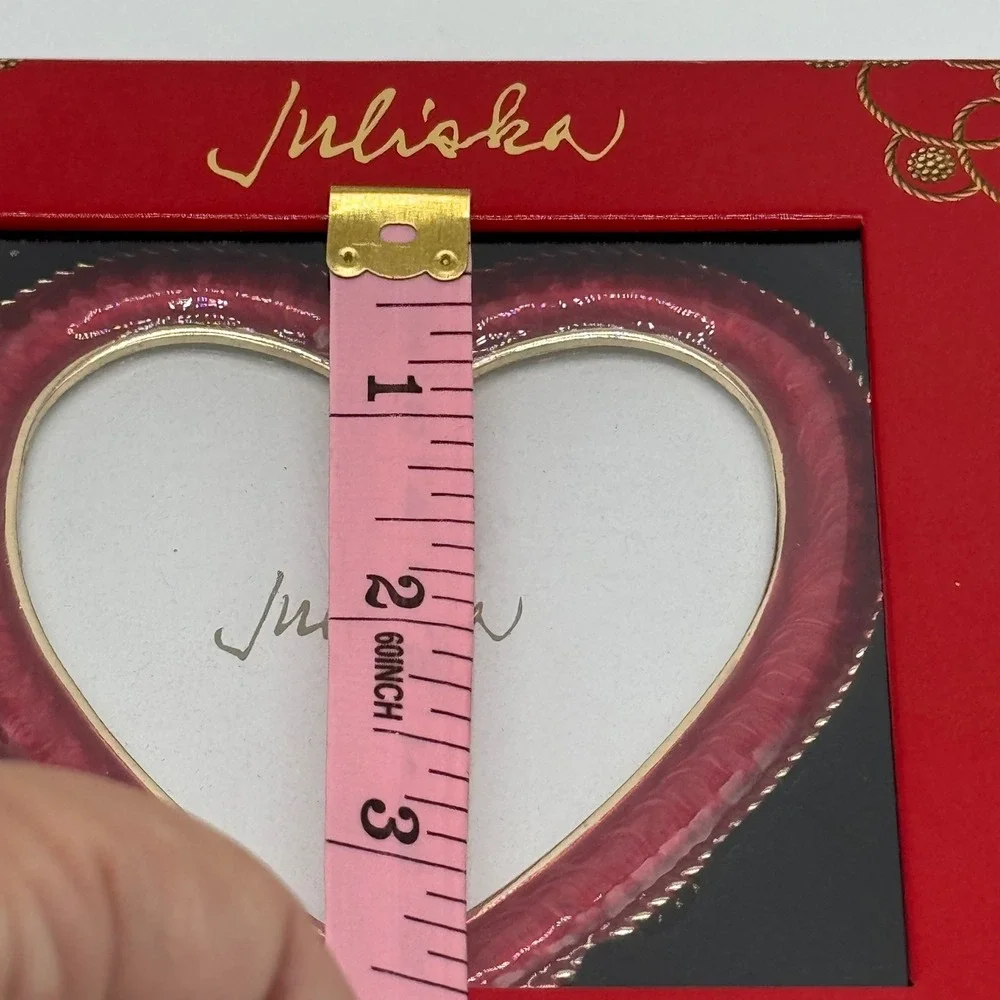 Juliska Berry & Thread Ruby Enamel Heart Picture Frame Ornament 2x3 NIB Holiday